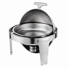 6 Qt Stainless Steel Round Roll Top Chafer